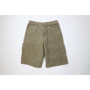 Vintage 90s Streetwear Mens 32 Faded Heavyweight Relaxed Dungaree Shorts Green